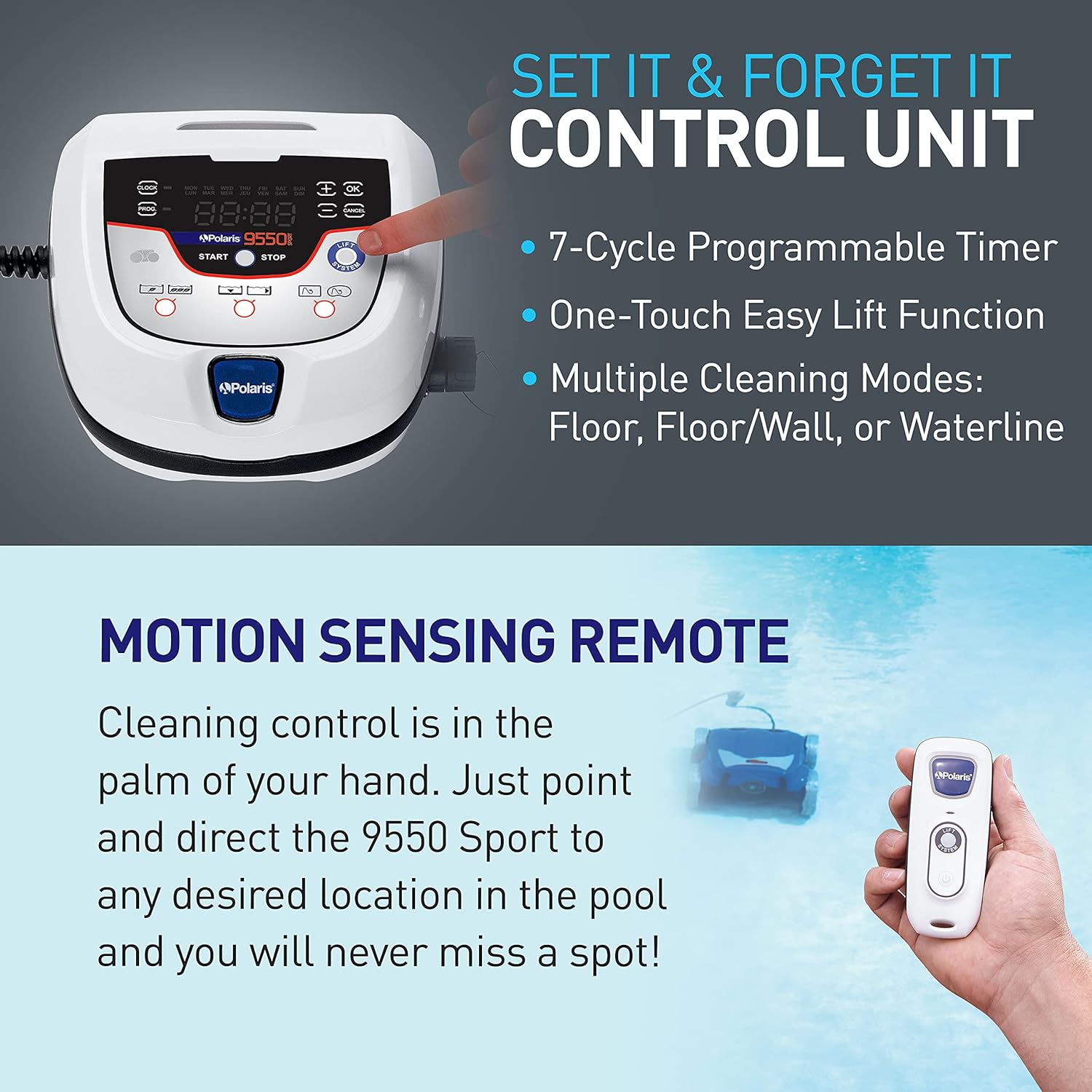 Polaris 9550 Sport 4WD Robotic Pool Cleaner with 7 Day Program and Remote